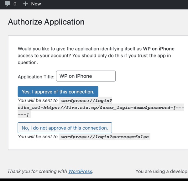 Pantalla de WordPress «Authorize Application» pidiendo permiso para dar acceso a una aplicación externa