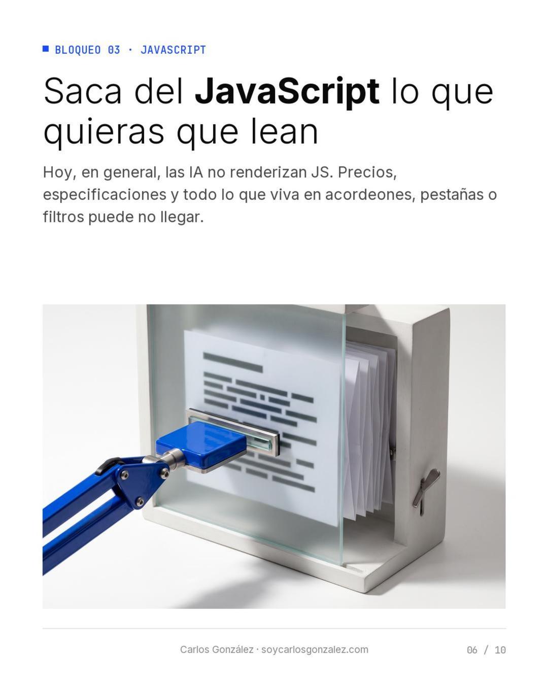 Bloqueo 03, JavaScript: saca del JavaScript lo que quieras que lean las IA