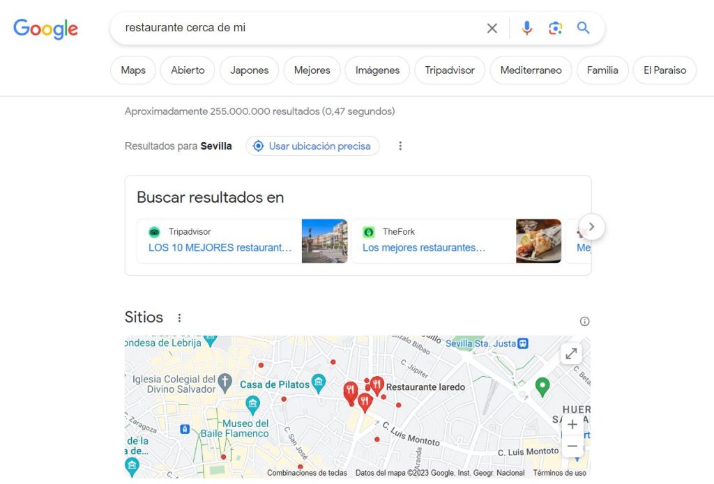 paso 2 para geolocalizar busquedas en google