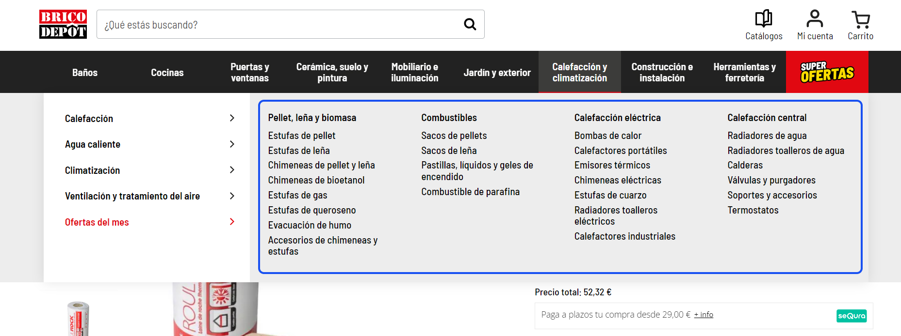 brico depot ofuscacion menu